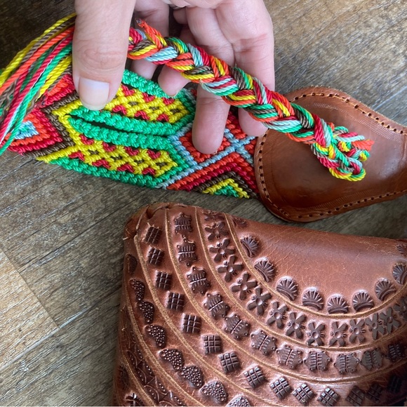 One of a kind leather purse with handmade strap from Mexico - Picture 2 of 8